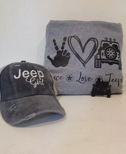 Jeep Girl Cap, XL Peace Love & Jeeps Hoodie And Acrylic Key Chain