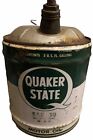 VINTAGE QUAKER STATE OIL 5 GALLON CAN—Wooden  Handle—1950s?