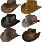 LEATHER COWBOY HAT AUSTRALIAN WESTERN OUTBACK STYLE HOLIDAYS PARTY CHINSTRAP HAT