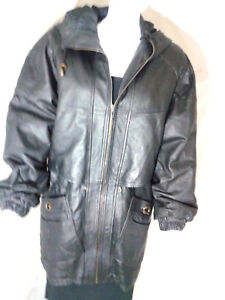 G III Leather Trench Coat Womens Black Leather Trench Coat with Hood Size Small