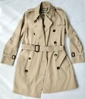 Burberry London England Woman's Belted Trench Coat Beige Size 6 (S~M) Free Ship!