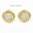 NYJEWEL David Yurman 18k Yellow Gold Crossover Diamond Stud Earrings