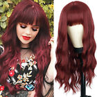 New ListingLong Wavy Cosplay Party Wig With Bangs Heat Resistant Hair Deep red