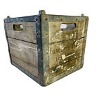 VTG 50s Galvanized Steel Wood Wooden Milk Crate Toledo OH Rustic Farmhouse