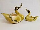 Hull Pottery USA  2 Set Vintage Chartreuse Green #80 Swan/Duck with Baby 1950'S