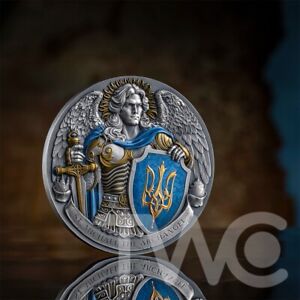 St.Michael: The Patron of Kyiv(Ukraine) 5oz Antique finish Silver Coin Niue 2024