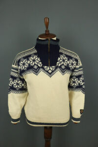 DALE OF NORWAY Beige Snowflacke 1/4 Zip Wool Knit Ski Sweater Size M
