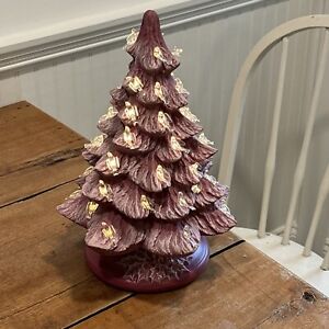 Vintage Ceramic Christmas Tree Mauve 14” Bird Ornaments
