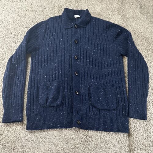 Luciano Barbera Cardigan Mens 52 Blue Buttoned Cashmere Wool Blend Made In Italy