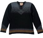 Dale of Norway Sweater Womens Large Black Snowflake Wool Nordic Fair Isle *Flaw