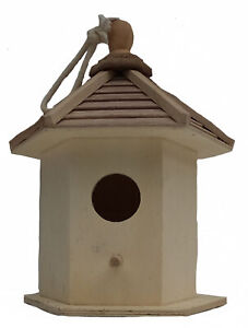 Wooden Birdhouse Feeder for Hanging Outside, Garden or Patio, Natural Finish #9