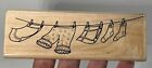 Stamp Cabana CLOTHES ON A CLOTHESLINE Wood Mount Rubber Stamp Unused