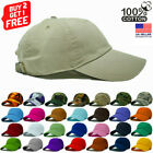 Plain Adjustable Military Solid Washed Cotton Polo Style Baseball Cap Dad Hat