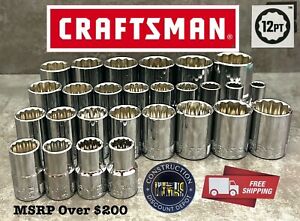 SURPLUS STOCK Craftsman 27pc SAE & Metric 1/2 12pt ratchet wrench socket set