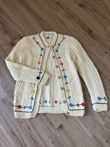 Vintage Neiman Marcus Wool Knit Floral Cardigan