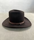 Vintage Miller Bros. Western Cowboy Hat Brown Felt Ribbon 7 1/4 Western Farm