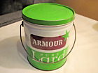 Vtg Armour Pure Lard 4 Lb Tin Bucket Pail Empty Recipes on Back Chicago IL MCM