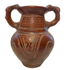 New ListingBrazilian Terracotta Studio Art Pottery Face Handles Hand Carved Decorative Boho