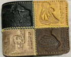Men’s Handmade Peruvian Wallet Embossed Leather Machu Picchu Peru Bifold