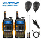 2x BAOFENG GT-3TP MarkIII 8W V/UHF Ham Two-way Radio +  Communicate Mic + Cable