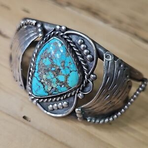 Old Indian Pawn Navajo Sterling 925 Turquoise Cuff Bracelet 60.8g IP277