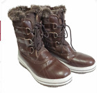 Refresh Brown winter Snow Boots Size 11 Quilted Faux Fur mid calf Almond Toe