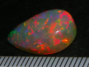 Very Nice Cut/Polished Welo Opal Cab 4.18cts Reds/Green Fires Ethiopia NR lot :)