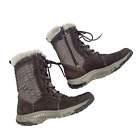 NEW Merrell Espresso Winter Boots Women 7 Brown Suede Fur-Lined Lace-Up Mid-Calf