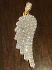 Angel Wing Pendant 14k Gold Plated Genuine Sterling Silver Simulated Diamonds