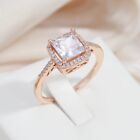 Squre Ring White Natural Zircon For Women 585 Rose Gold Stamped jewelry Wedding