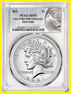 2021 US Peace Silver Dollar $1 H R PCGS MS70 First Strike PCGS VALUE $435