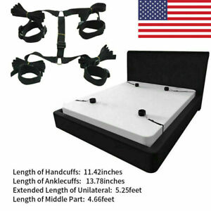 Restraint Bed Harness Set Bondage Strap Handcuffs Ankle Kit BDSM Toy BDSM US