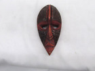Vintage Carved Wood & Metal Red Masks 6.5 x 3 Inches