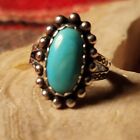 Navajo Sterling Silver Turquoise Ring Size  5 Fancy!