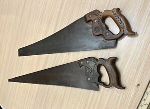 Lot of 2 Vintage H. Disston & Sons 26 & 28 in Blade Hand Saws