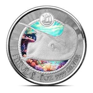 2023 1 oz Cayman Islands Stingray Silver Coin (Colored)