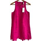 MANGO Lace Dress Womens XS Fuchsia Pink  A line Sleeveless Cotton Summer New