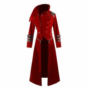 Scorpion Mens Punisher Hooded Trench Coat Long Jacket Red/Black Gothic Steampunk