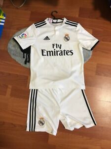 real madrid kids kit 2018 jersey short  white 13-14y