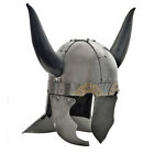 Viking Helmet with Leather Wrapped Horns