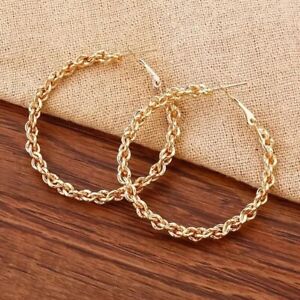 Fashion Women Chunky Chain Hoop Earrings 18K Gold Plated Jewelry Decorations