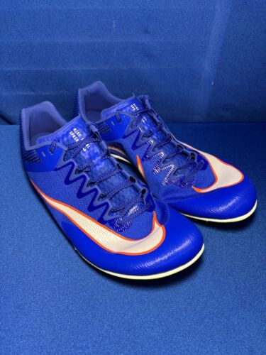 Nike Zoom Rival Sprint Racer Size 10 Blue Safety Orange Track & Field W/ Spikes