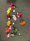 LOT OF 10 MIXED ARTIFICIAL FLOWERS - TIGER LILLY, ASTOR, DAHLIAS-   ALL OCCASION