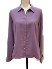 Sag Harbor Womens Sheer Blouse Button Front Long Sleeve Purple Size 14