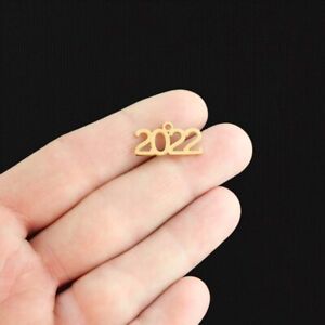 Year 2022 Gold Stainless Steel Charm - SSP529