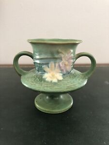 Roseville Trophy Vase 134-4 Green Vintage American Pottery Arts & Crafts