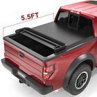 OEDRO 4-FOLD 5.5FT Bed Truck Tonneau Cover For 2009-2014 Ford F150 On Top w/Lamp