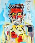 JEAN-MICHEL BASQUIAT / Authentic Acrylic on Paper, Art Painting Signed & Dated.