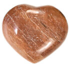 49mm Peach Moonstone Heart Polished Feldspar Crystal Mineral Stone India 1, 2PCs