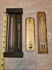 Vintage Antique Wooden Brass   Thermometer lot Made USA Hand Held 3 Pieces.